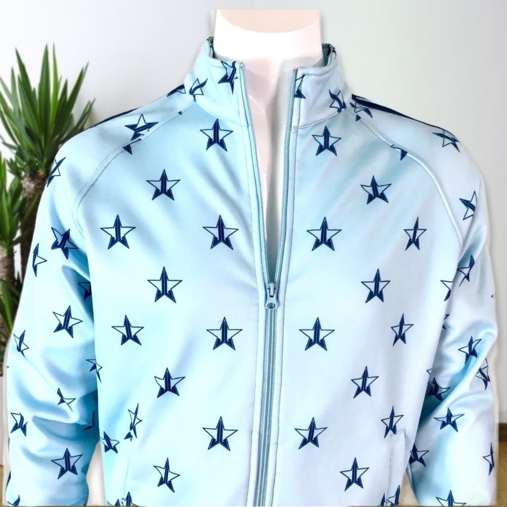 Jeffree Star Cosmetics Light Blue Blood Track Jacket Star Emblem Logo Sz Large